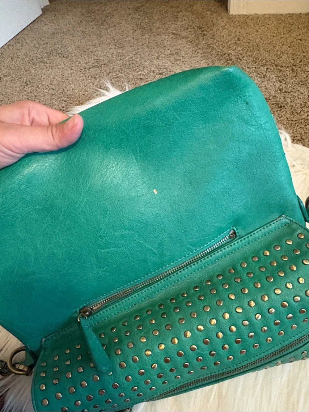 Urban Expressions Emerald Green Studded Crossbody Bag